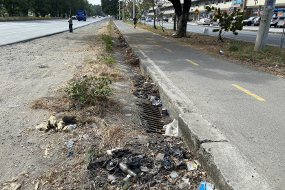 Hecho. Así permanecen algunos tramos de vía a la costa, con basura y plástico cerca de la arteria.
