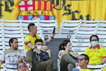 El último juego de Barcelona con público fue contra Independiente del Valle por Copa Libertadores.