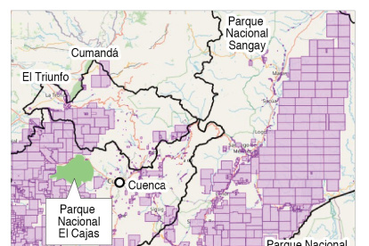 Parque nacional. El Cajas, tan rodeado de concesiones mineras como Galápagos de barcos.