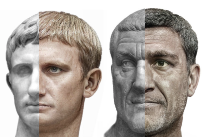 Retratos fotorrealistas de Augusto y Maximino el Tracio.