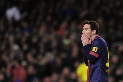 Lionel Messi anunció su deseo de salir del FC. Barcelona.

Barcelona"s Argentinian forward Lionel Messi reacts during the Spanish Cup semi-final second-leg football match FC Barcelona vs Real Madrid CF at the Camp Nou stadium in Barcelona on February 26, 2013.  AFP PHOTO / JOSEP LAGO

 TOPSHOTS-FBL-ESP-CUP-BARCELONA-REALMADRID