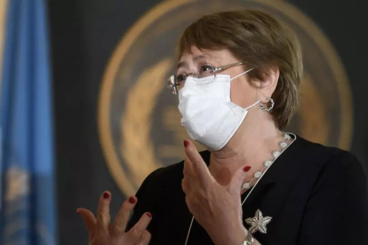 La alta comisionada de la ONU para los Derechos Humanos, Michelle Bachelet durante un evento de conmemoración del Día Mundial de la Asistencia Humanitaria.