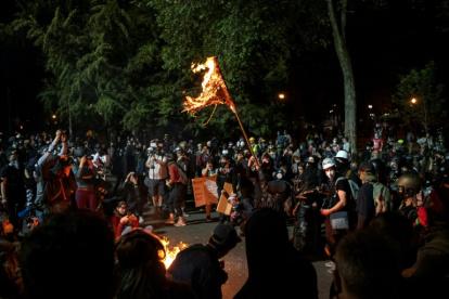 Manifestantes en Portland el 31 de julio de 2020.