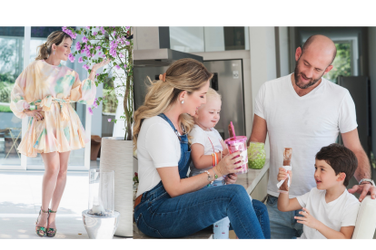 Saruka junto a su esposo Daniel y sus hijos (Bela y Noah).