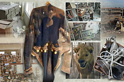 La imagen reúne fotos y publicaciones de algunos de los bienes del colegio Vicente Rocafuerte que han desaparecido en los últimos años.