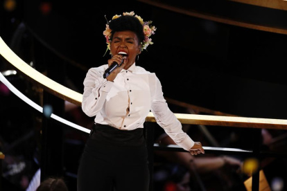 Janelle Monáe durante una interpretación en la más recientes ceremonia de los Óscar.