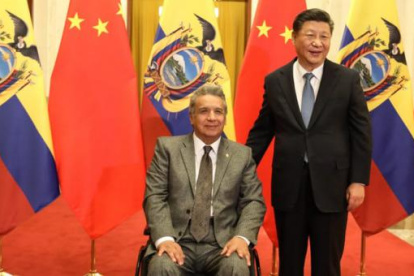 Lenín Moreno junto Xi Jinping a fines de 2018, durante una visita oficial del mandatario ecuatoriano.