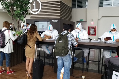Los controles en el aeropuerto José Joaquín de Olmedo. Esta mañana.
