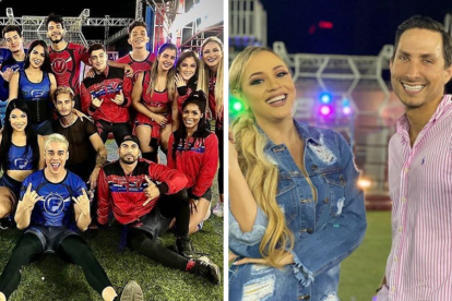 Los equipos de los Fantásticos y Vengadores junto a sus presentadores Ángela Orellana y Eduardo Andrade.