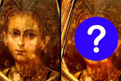 Este retrato es de una momia egipcia, un niño que fue embalsamado tras morir.