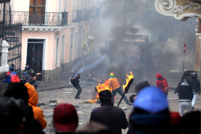 Los hechos violentos de octubre pasado dejaron destrozos en Quito.