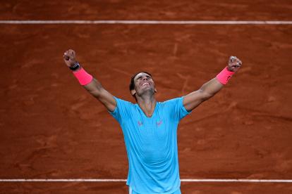 Celebración. Nadal igualó la marca de 20 títulos de Grand Slam de Federer.