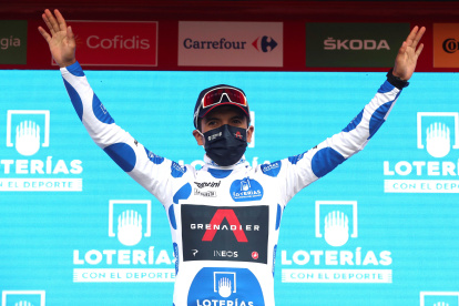 Richie con el maillot de lunares que lo decretan como líder de la montaña.