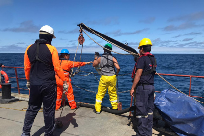 Los estudiantes de la Universidad Politécnica Salesiana realizan actividades de campo en el mar.