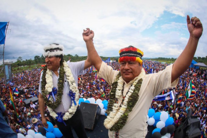 El dirigente de la Conaie fue invitado a la posesión de Luis Arce como presidente de Bolivia, al igual que el candidato por el correísmo.