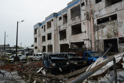 Explosión. El cuartel policial de San Lorenzo en Esmeraldas se destruyó la madrugada de enero de 2018.