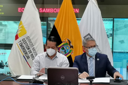 Las autoridades en la rueda de prensa virtual desde el ECU 911.