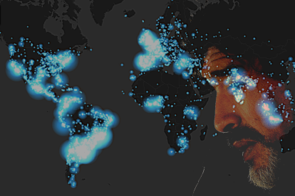 El mapa muestra la interacción de los usuarios de la plataforma que han reaccionado tras la muerte del futbolista.