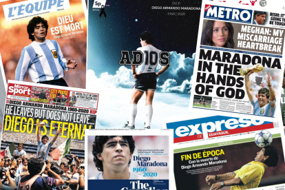 Portadas publicadas sobre Maradona en distintas partes del mundo.