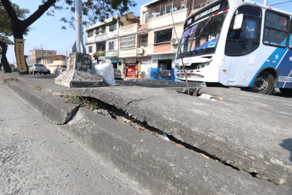 En la avenida Francisco de Orellana, de lado que conecta con este barrio, el suelo de los parterres está levantado en ciertos tramos. Las raíces de los árboles, en su mayoría, han generado ese daño.
