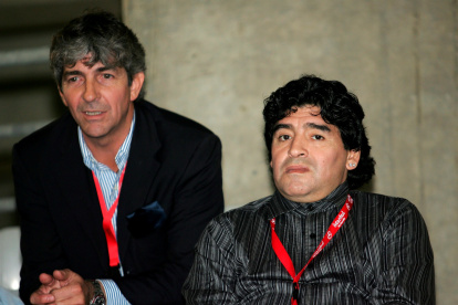 Istanbul (Italy), 24/05/2005.- (FILE) - Former Argentinian soccer star Diego Maradona (R) and former Italian striker Paolo Rossi (L) watch a training session of AC Milan at Ataturk Olympic Stadium in Istanbul, Tuesday 24 May 2005 (reissued 10 December 2020). According to news reports, Paolo Rossi died aged 64 on 09 December 2020. As part of FIFA"s 100th anniversary, in 2004 Rossi was named as one of the Top 125 greatest living footballers. (Italia, Estanbul) EFE/EPA/DANIEL DAL ZENNARO