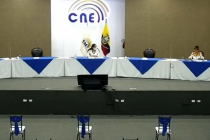 Así lució el pleno del CNE la tarde de este 11 de diciembre con la ausencia de tres de sus cinco integrantes.