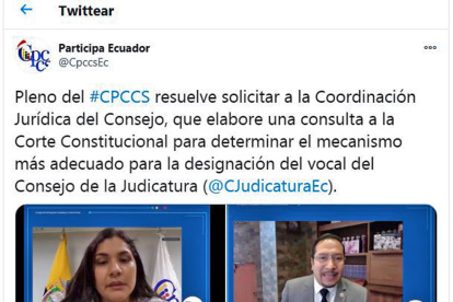 Decisión. El CPCCS decidió enviar la consulta a la CC un día antes de que se les notifique la decisión judicial.