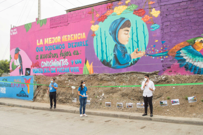 El lienzo. Lo pintaron en 10 días y fue inaugurado el martes.
