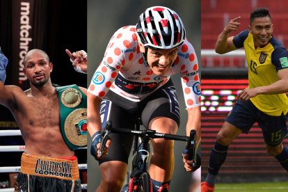 Carlos Góngora, Richard Carapaz y Ángel Mena.