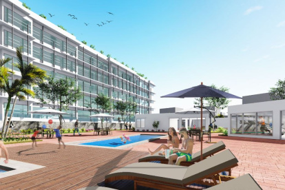 Pacific Blue Towers. Las terrazas verdes actúan a su vez como aislante térmico y mejoran la calidad de vida de sus residentes.