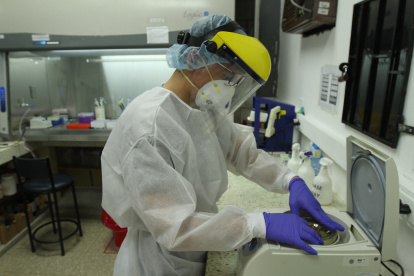 Pruebas de diagnóstico de COVID-19 en el laboratorio de Biomedicina de la Espol, el 21 de mayo pasado.