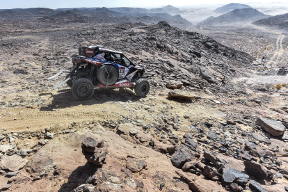 Sebastián Guayasamín retomó la competencia con motor nuevo en su Polaris.