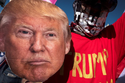 El rostro de Donald Trump, en una manifestación a su favor celebrada en Miami.
