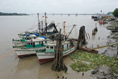 Las embarcaciones que el jueves 14 de enero de 2021 estuvieron a la deriva en el río Guayas.