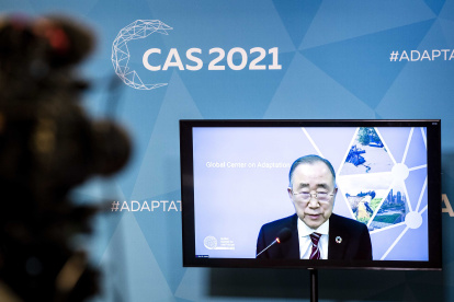 Ban Ki-moon durante un acto previo a la Cumbre de Adaptación al Clima.