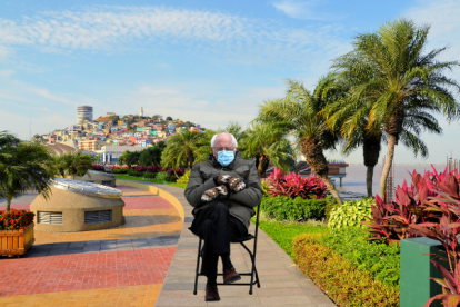 Bernie en un montaje en el Malecón Simón Bolívar.