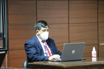 Diligencia. El fiscal Wilson Toainga durante la audiencia de apelación de María Alejandra Vicuña.