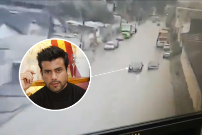 El video capta el momento en que el auto de los autores se acerca al del presentador.