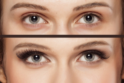 Las extensiones de pestañas agrandan el ojo.