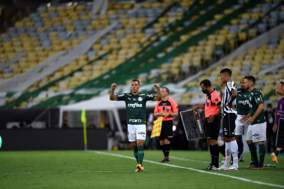 Breno Lopes luego de marcar el tanto que le dio la Copa Libertadores a Palmeiras.