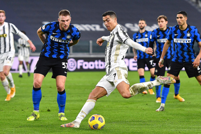 Cristiano Ronaldo generó varias jugadas de peligro. Aprovechó el espacio que dejó la defensa del Inter.