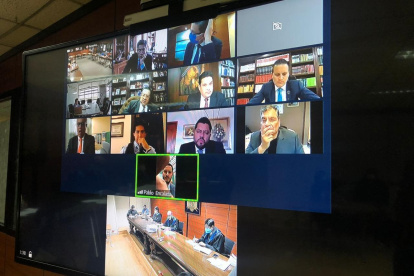 Declaración. Durante el juicio por el caso Sobornos, el expresidente Rafael Correa se conectó telemáticamente para ser escuchado por los jueces.