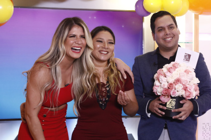 La presentadora con su excompañero Dieter Hoffmann.