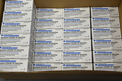 The first boxes of the Johnson and Johnson COVID vaccines at the McKesson Facility in Shepherdsville, Kentucky, USA, 01 March 2021. US Food and Drug Administration (FDA) on 27 February approved Johnson & Johnson single dose coronavirus vaccine, of which 3.9 doses will be distributed all over US.
