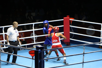 Pasado. Érika (azul) en Lima 2019, donde avanzó hasta cuartos de final.