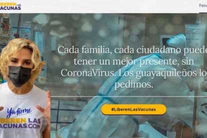 La alcaldesa publicó un vídeo en el que anima a los guayaquileños a firmar por la liberación de vacunas.