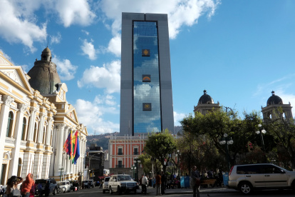 Una vista panorámica del palacio presidencial de Bolivia.