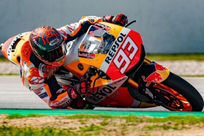 Marc Márquez, en un entreno privado en el circuito de Montmeló.