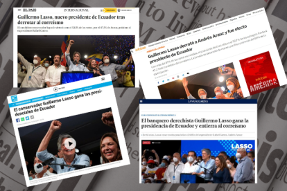 Algunas de las portadas de medios del mundo que recogen la victoria de Guillermo Lasso.