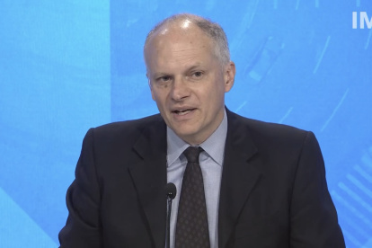 Alejandro Werner, director del Departamento para el Hemisferio Occidental del FMI, en rueda de prensa este 15 de abril de 2021.
